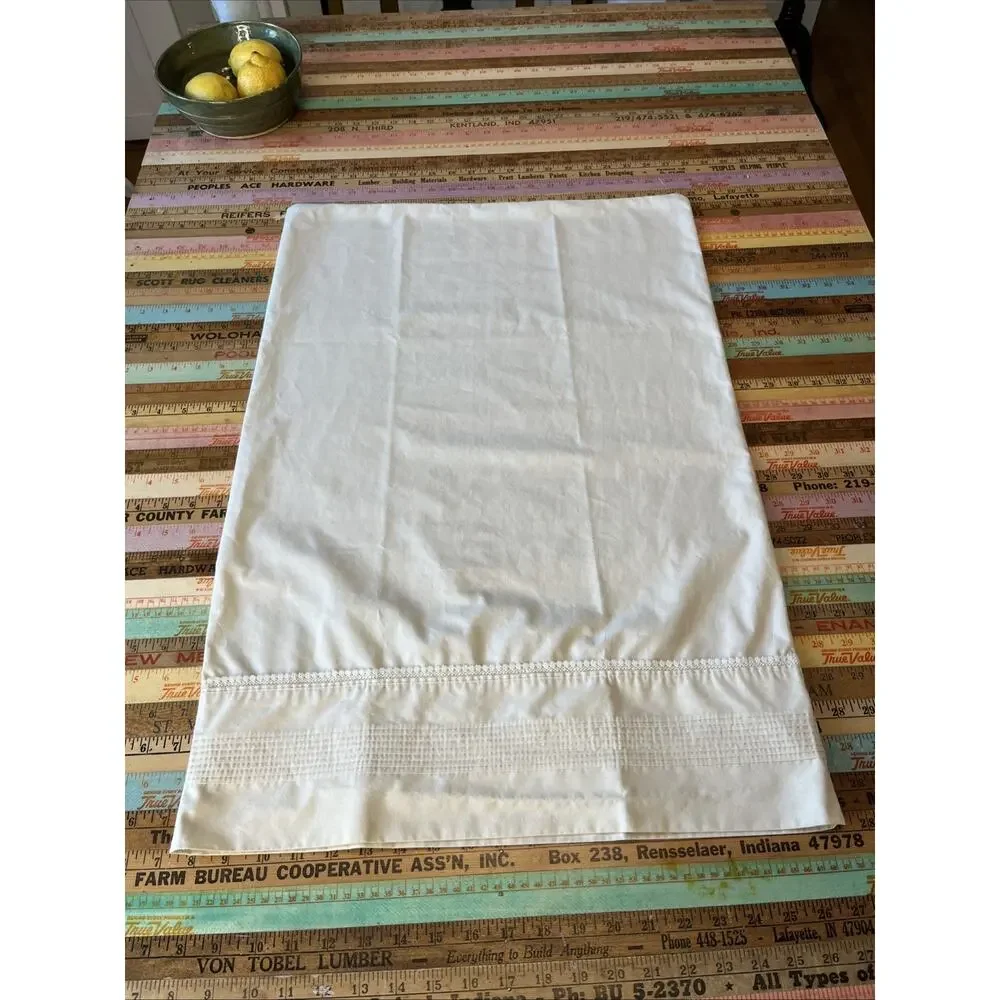 Vintage Spring Maid Wondercale Ivory Crochet Queen Sheet Flat Pillowcase 2 Pcs
